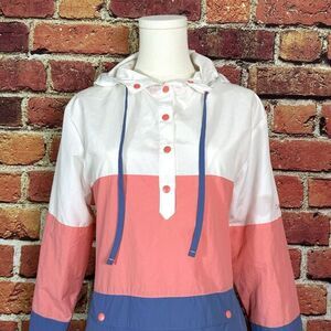 Columbia Women's 1/4 Snap PFG Hoodie Windbreaker Size S Colorblock Lightweight‎
